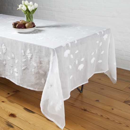 Liana Applique Tablecloth - White